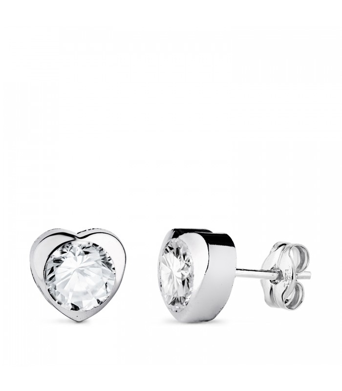 Pendientes Africa 7.5mm Oro blanco 18 Kilates - Dormilonas Corazón.