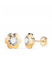 Orecchini Oro 750 Emelie fiore rigato 9 mm