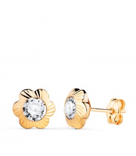 Boucles d'oreilles Emelie fleur facettée Or Jaune 18K 9mm, enfant et femme