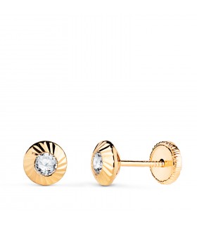 Orecchini in oro giallo 18Kt Estefania punto luce rigato 5.5 mm