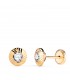 Rund-Ohrstecker Zirkonia 7 mm mit Einkerbungen, 18 Karat Gelbgold | Goldohrringe für Kinder und Damen