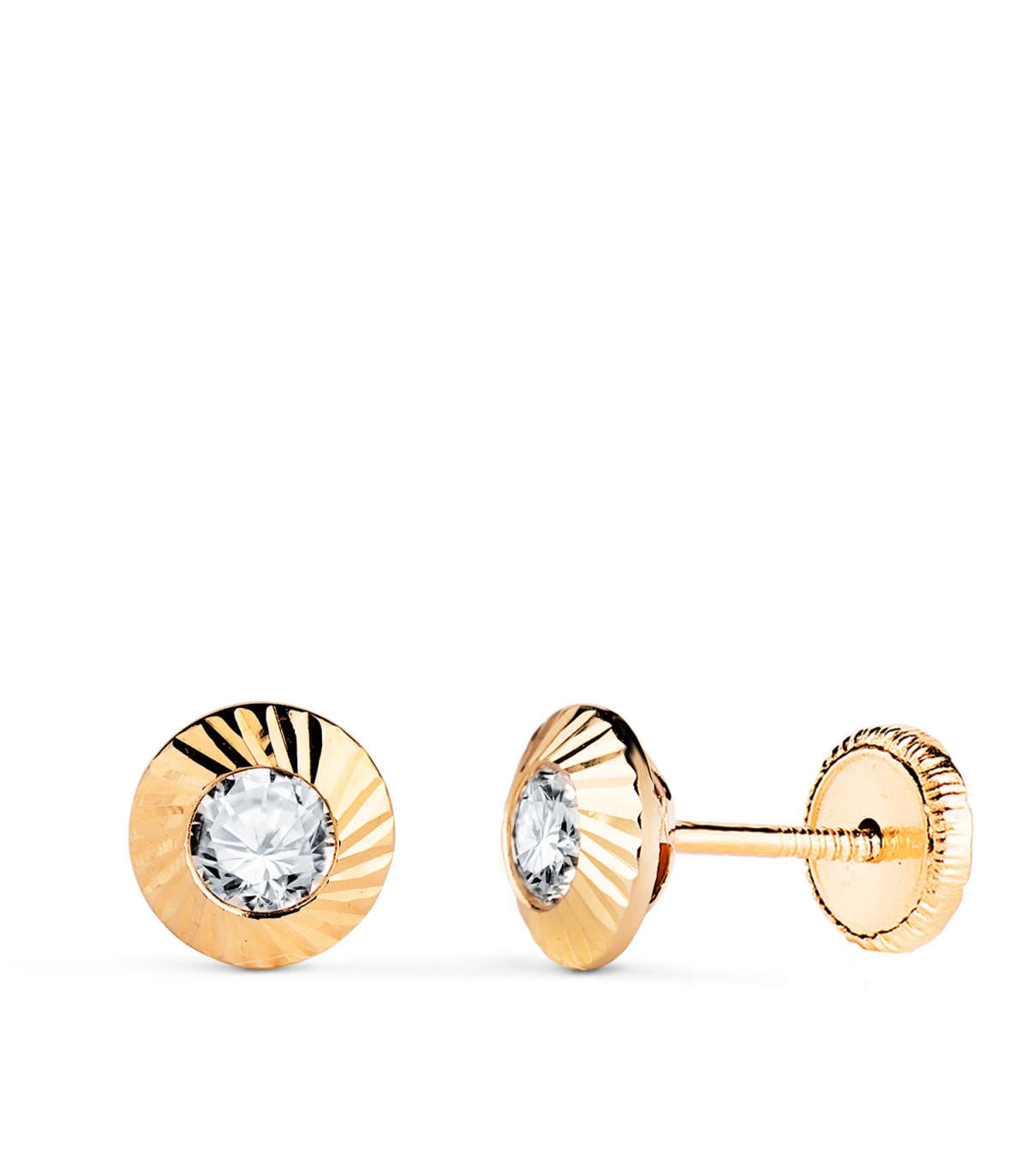 Pendientes de oro 18K Estefanía chatón tallado 7mm