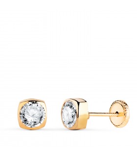 Orecchini bambina Amalia oro giallo 750 5 mm, punto luce quadrato