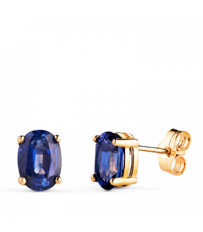 Boucles d'oreilles pour femme Nora Or Jaune 18K Saphir Oval