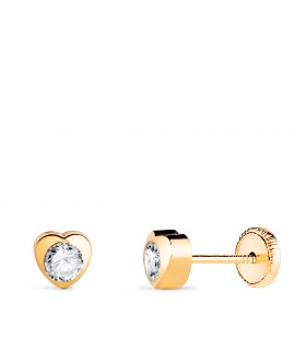 Pendientes chatón de oro amarillo Africa 5 mm con cierre de rosca, especiales para bebé.