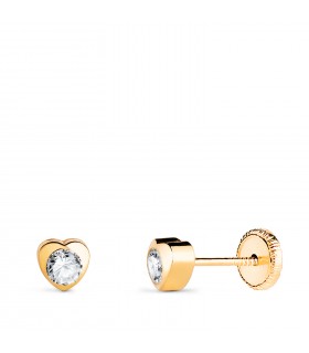 Punto luce in oro giallo 18 Kt Africa 4 mm, con disegno di cuore per neonata.