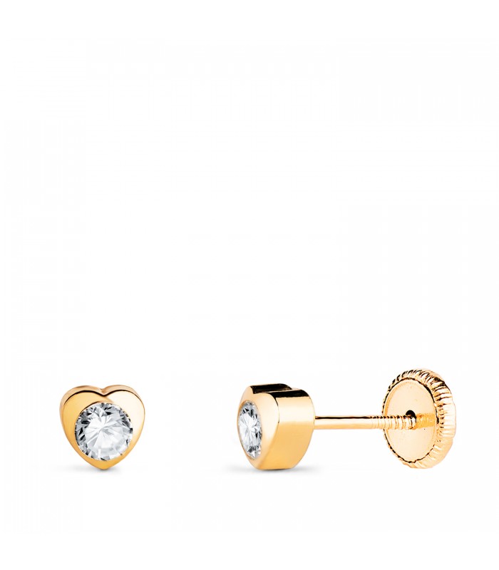 Punto luce in oro giallo 18 Kt Africa 4 mm, con disegno di cuore per neonata.