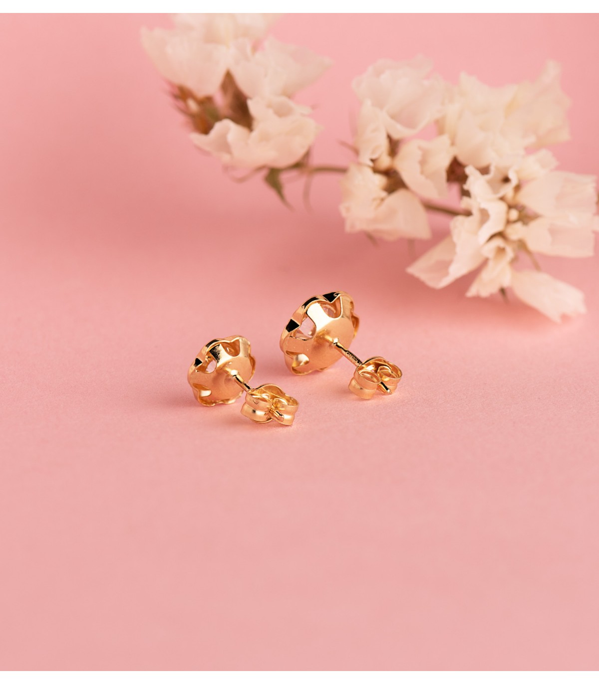 Boucles d'oreilles Emelie fleur facettée Or Jaune 18K 9mm, enfant et femme