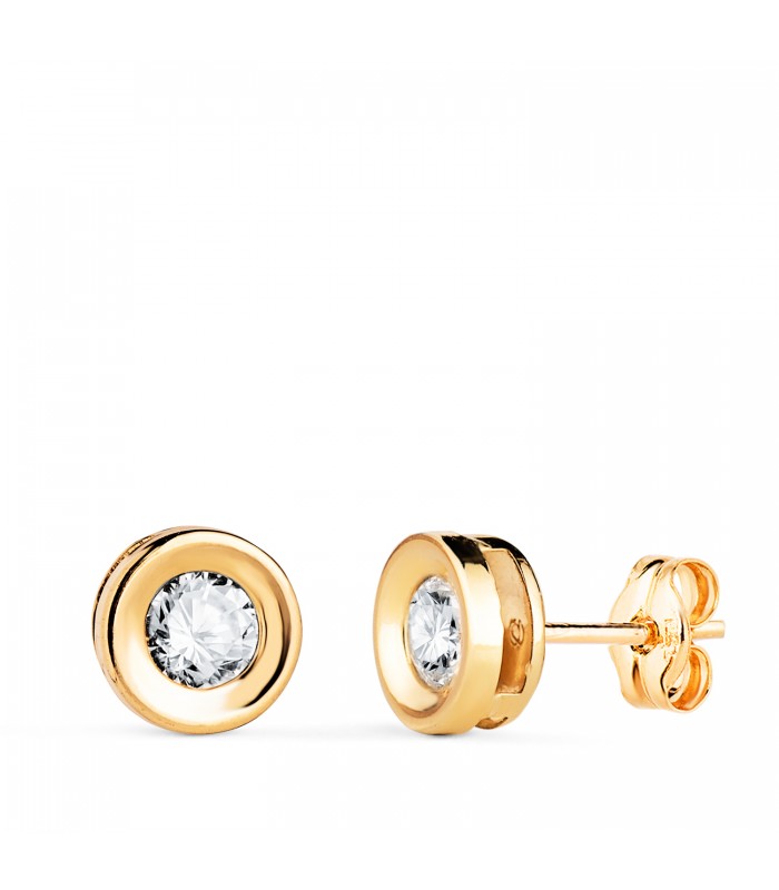 Pendientes Yolanda chatón 7mm Oro 18K, joyas de mujer.