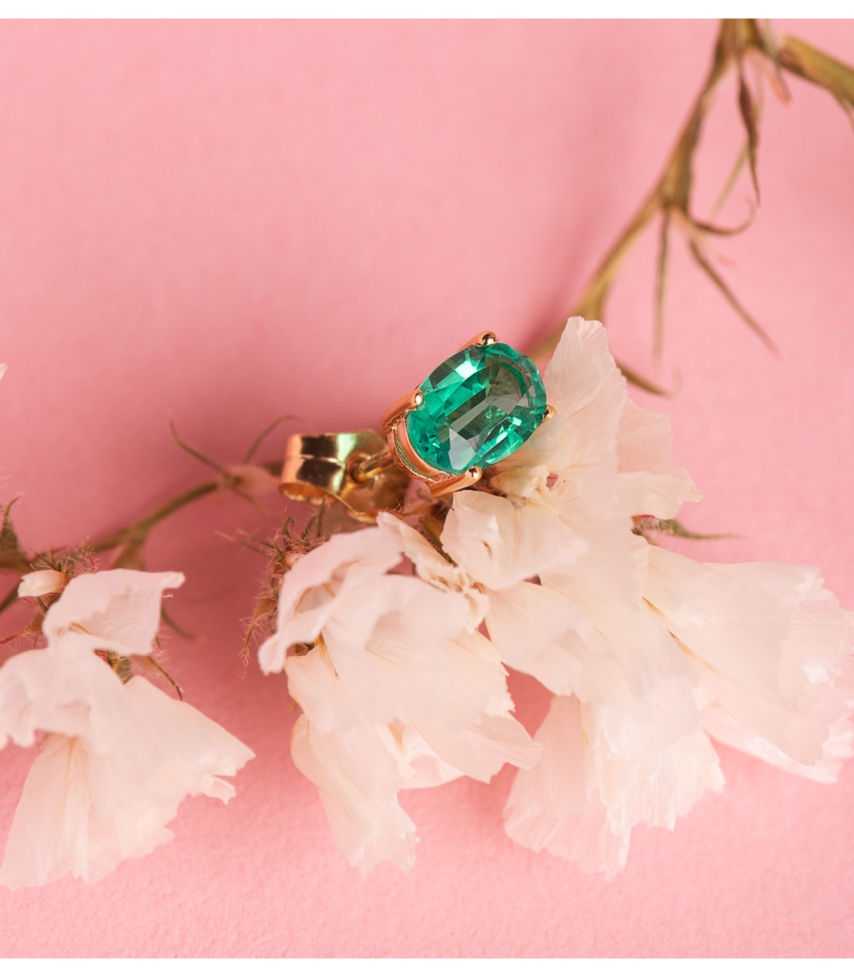 Ohrstecker Smaragd Oval 4 Krappe | Goldohrringe 750/ 18K, Schmuck für Damen