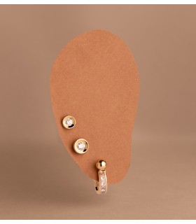 Piercing barbell Guyane Or Jaune 18K, zircone brillant, lobe, cartilage, conch, rook.