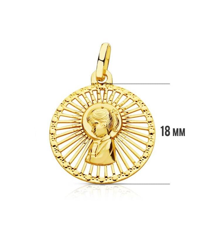Médaille Vierge ajourée 18K |Médaille bapteme pour enfant