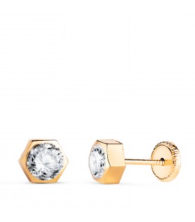 Pendientes de oro amarillo Lara 6 mm 18 Ktes, ideales para niñas y piercings de oreja