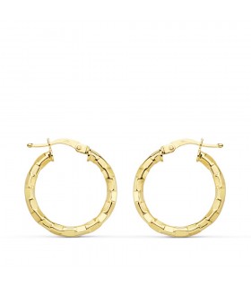 Orecchini a cerchio da donna, con lavorazione sfaccettati oro giallo 18 Kt 20 mm