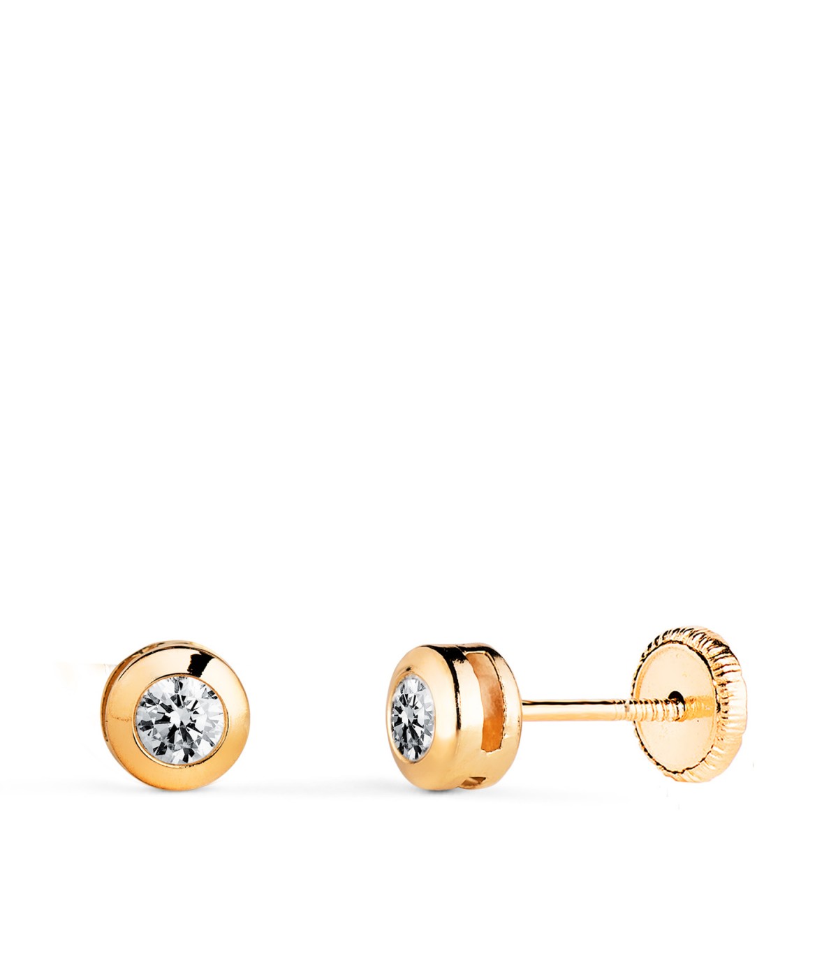Ohrstecker mit Zirkonia - Runde Ohrringe Kinder Gold 18K, Mercedes Gelbgold