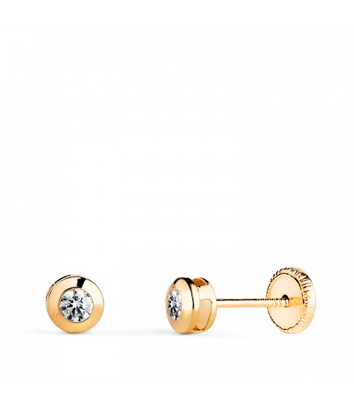 Puces d'oreilles pour bébé et femme, design Mercedes 4 mm or jaune 18 Carats