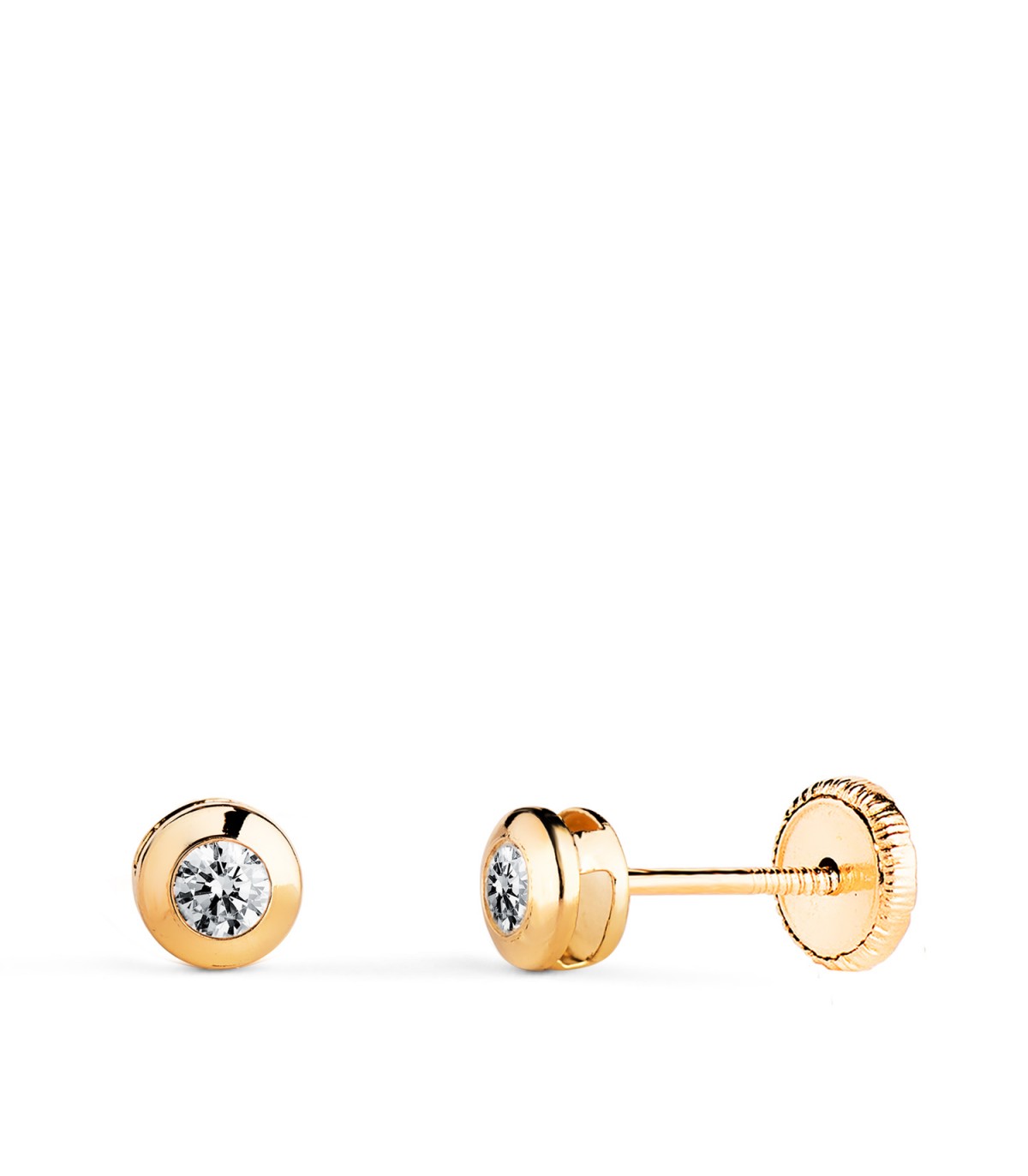 Ohrstecker mit Zirkonia - Runde Ohrringe Kinder Gold 18K, Mercedes Gelbgold