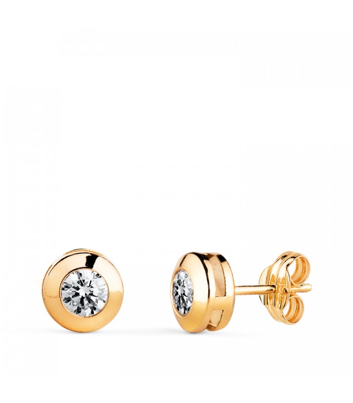 Orecchini punto luce Mercedes 6,5 mm, oro giallo 750 con zirconi a cipollina | Gioielli Donna