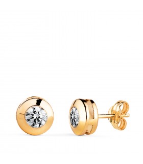 Orecchini punto luce oro giallo Mercedes 7 mm 18 Kt
