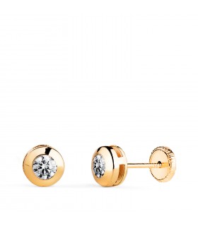 Orecchini punto luce Mercedes 6 mm oro giallo 18Kt