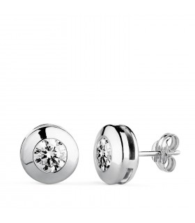 Orecchini in oro 750, punto luce di zirconi, oro bianco Mercedes 8,5 mm 18 Kt