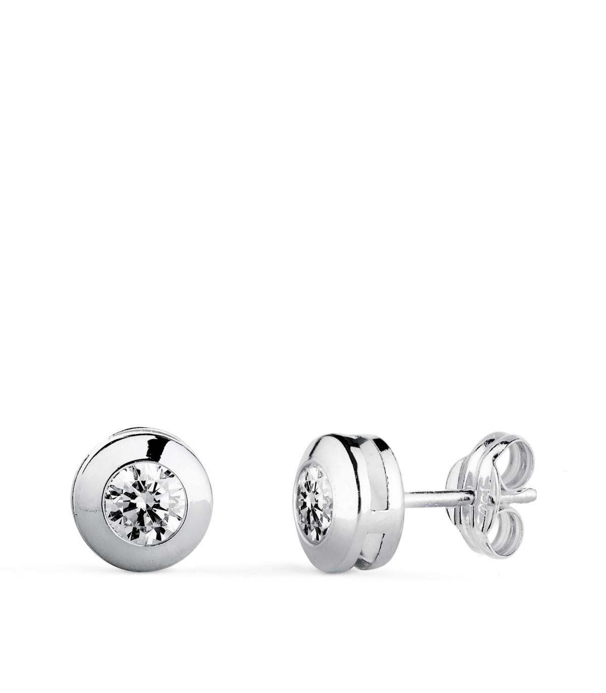 Orecchini punto luce Mercedes 6,5mm oro bianco 18Kt - Orecchini da donna con zirconi
