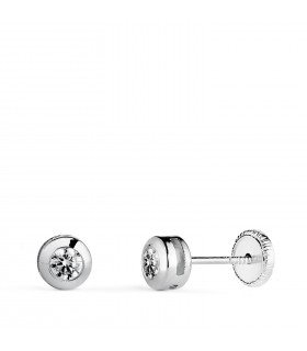 Orecchini punto luce Mercedes 5mm oro bianco 18kt
