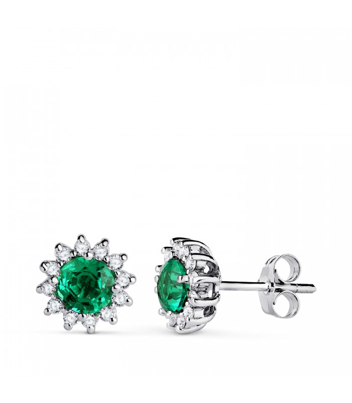 Orecchini Idril oro bianco 18kt diamanti e smeraldo, per matrimonio donna.