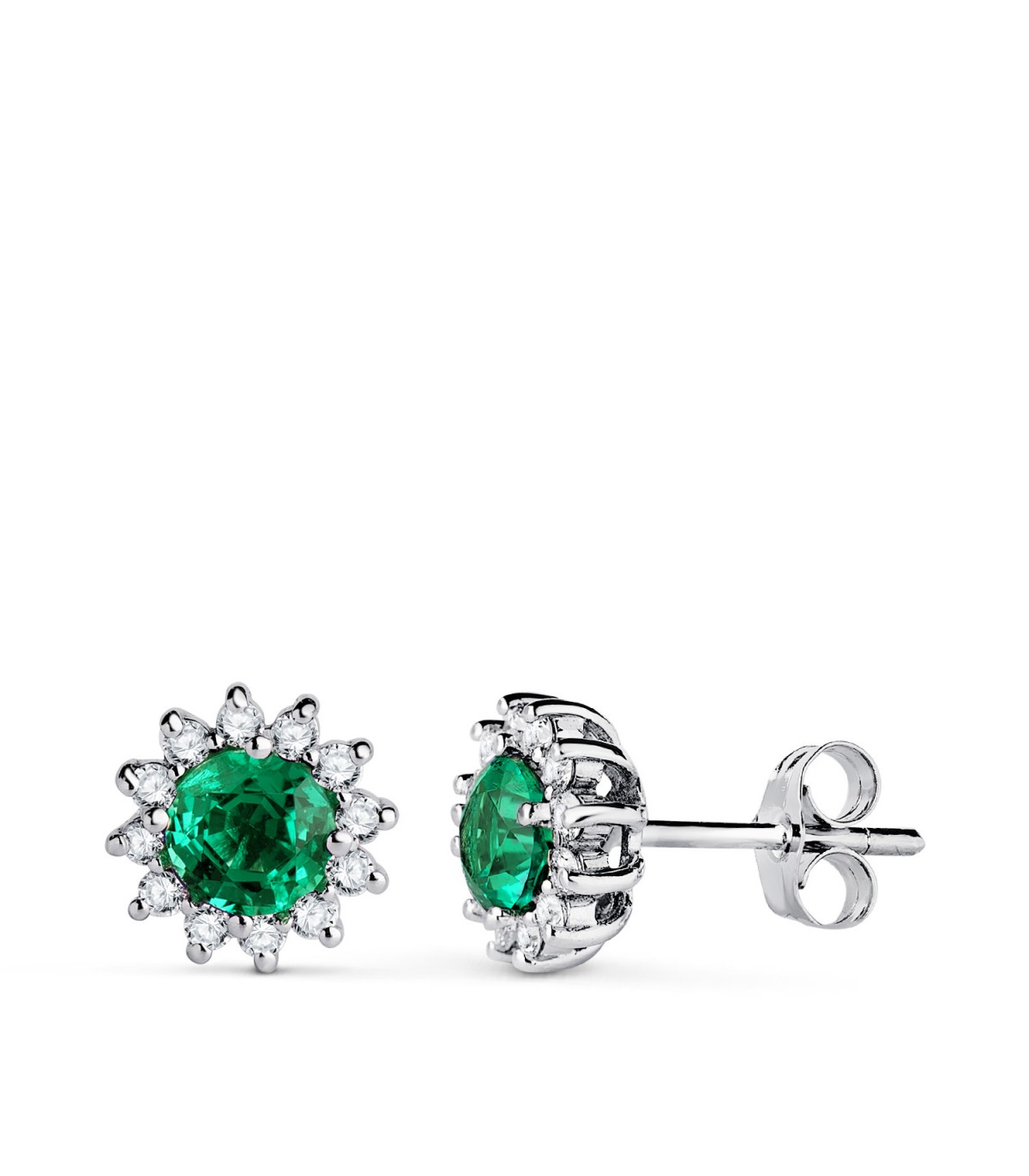 Orecchini Idril oro bianco 18kt diamanti e smeraldo, per matrimonio donna.