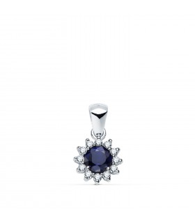 Ciondolo Idril oro bianco 18kt diamanti e zaffiro