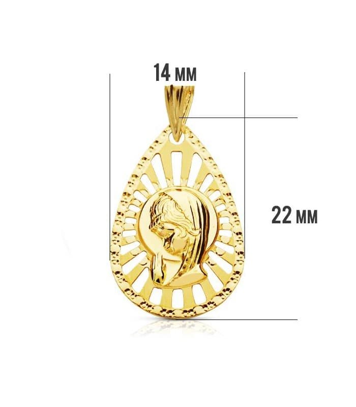 Pendentif Vierge 18 K Ajouré 22MM