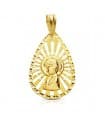 Medalla gota Virgen niña calada 18 Ktes