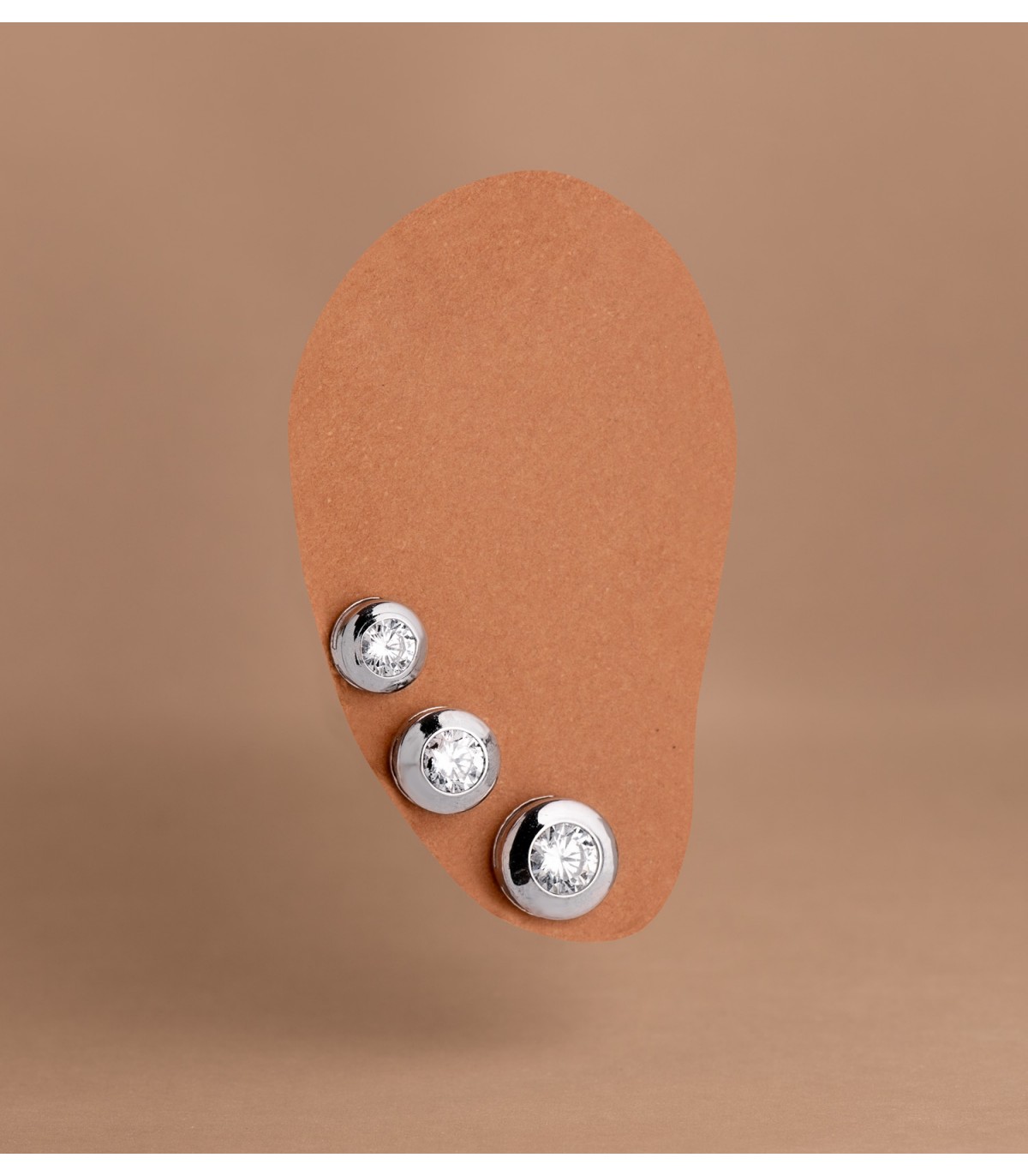 Orecchini punto luce Mercedes 6,5mm oro bianco 18Kt - Orecchini da donna con zirconi