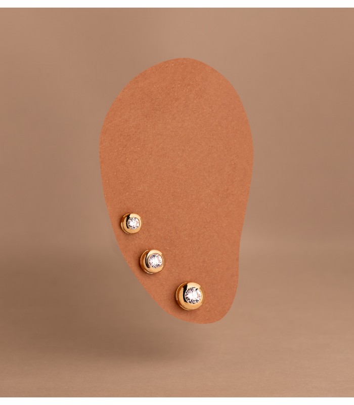 Ohrstecker mit Zirkonia - Runde Ohrringe Kinder Gold 18K, Mercedes Gelbgold