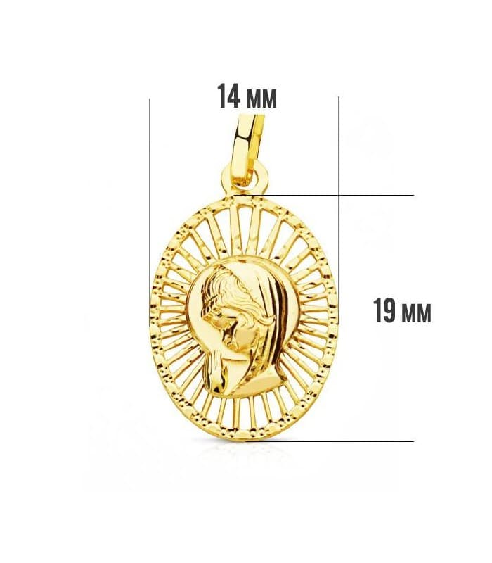 Médaille Vierge ajourée 18 K 19mm