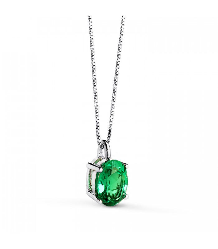 Gargantilla Esmeralda Nora Oro blanco 18K