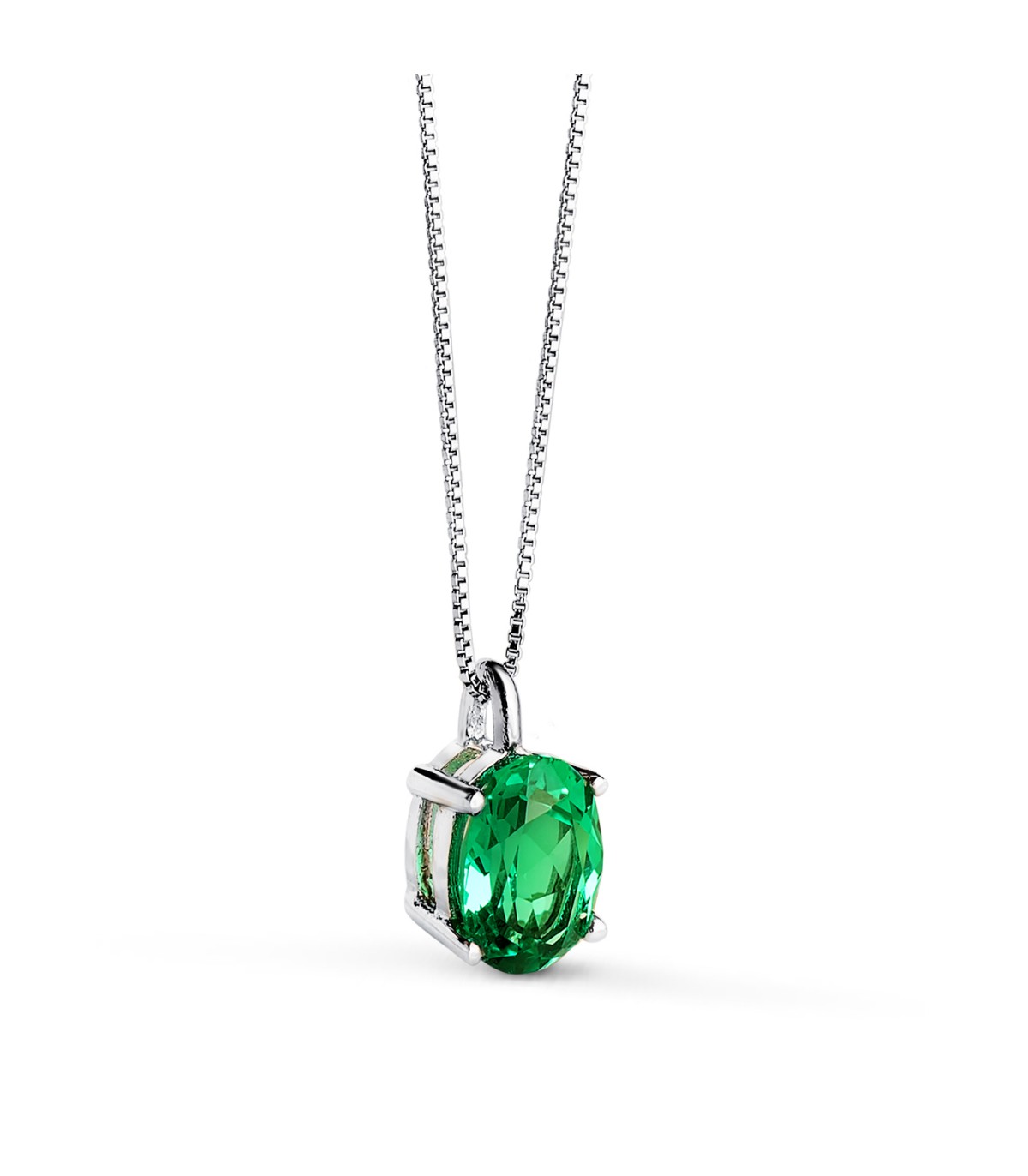 Collier Émeraude Nora Or blanc 18K