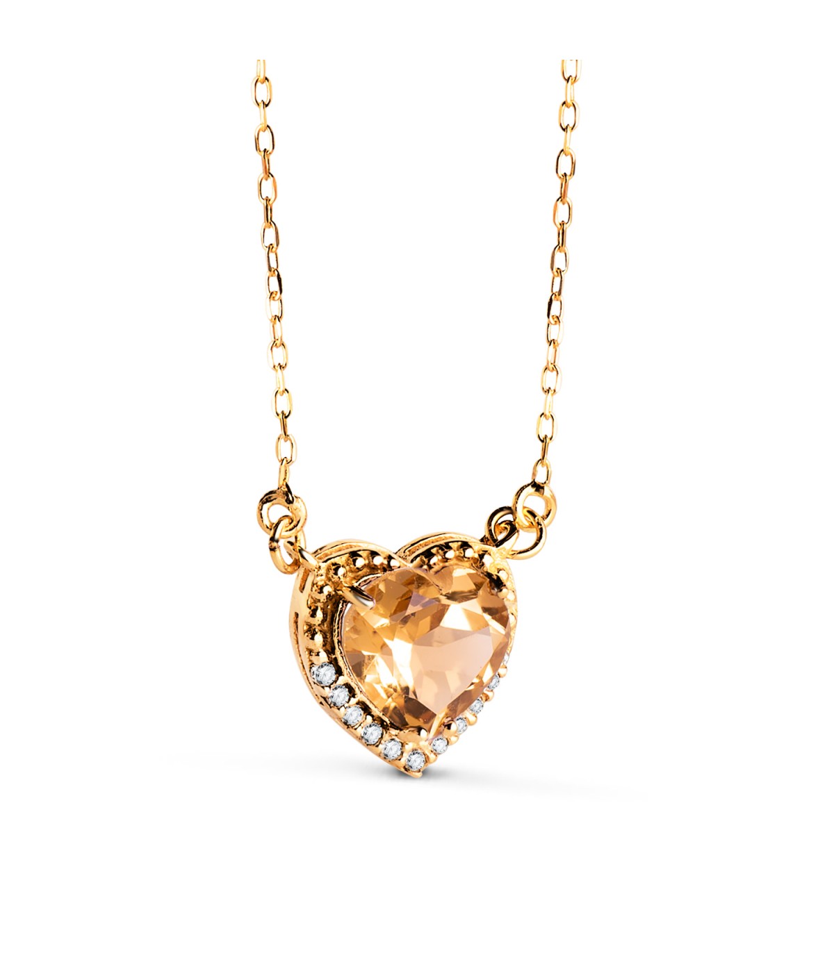 Collier En Or Jaune 18KT Avec Pendentif Camée Citrine Et Perles - Marque Delmaoro - Neuf Avec étiquettes
