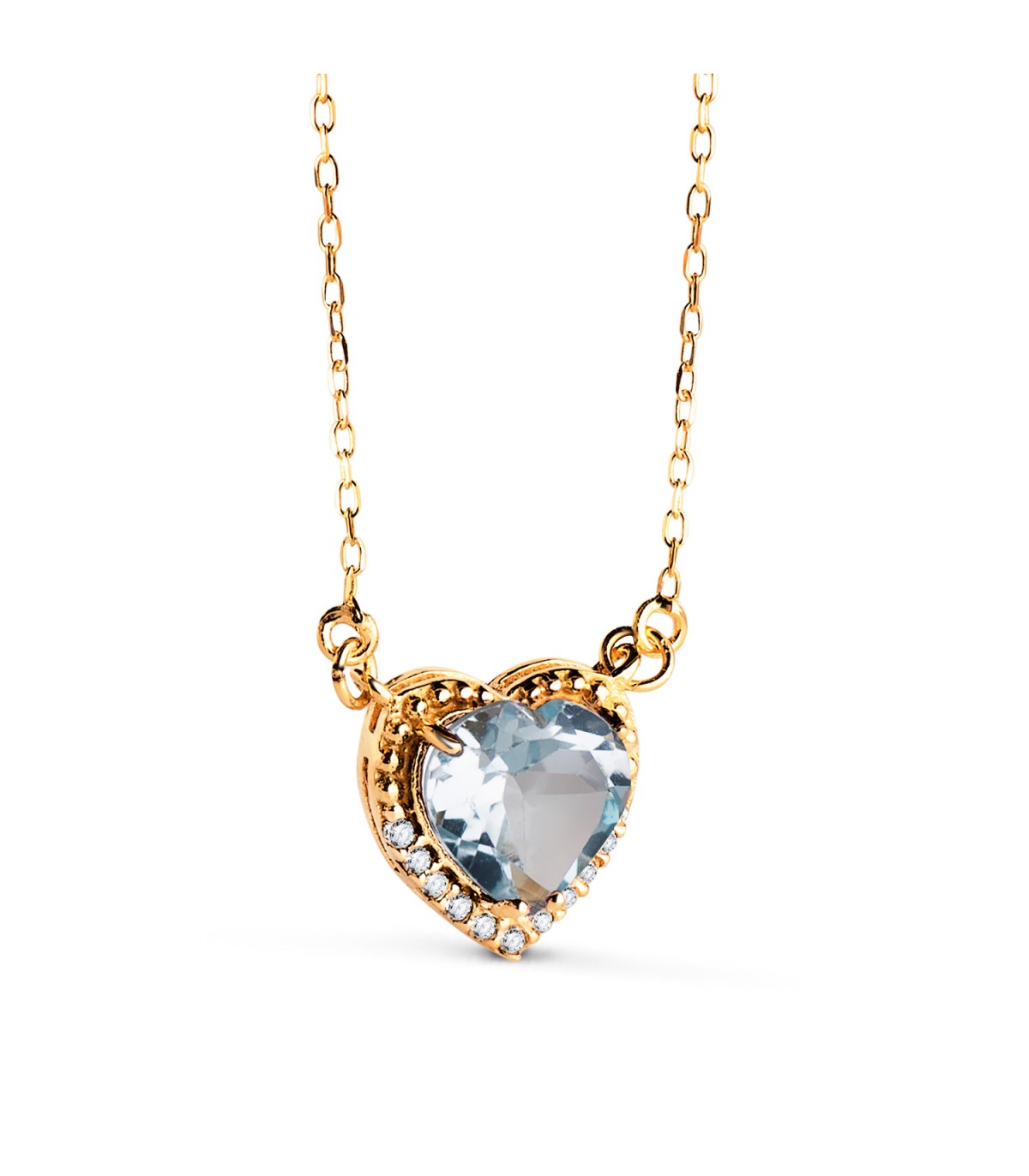 Collar Mujer Adore Corazón topacio Oro 18K, collares con piedras azules