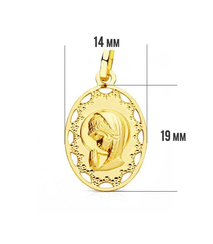 Medalla Virgen niña oval 18 Ktes