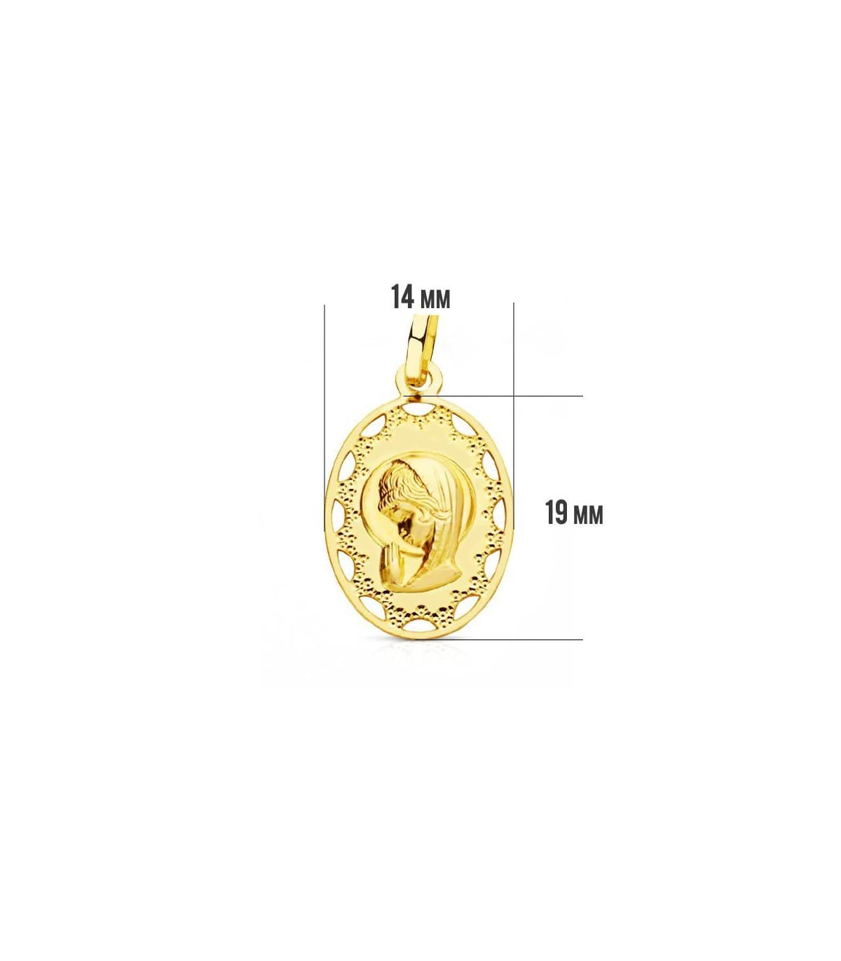 Medalla Virgen niña oval 18 Ktes