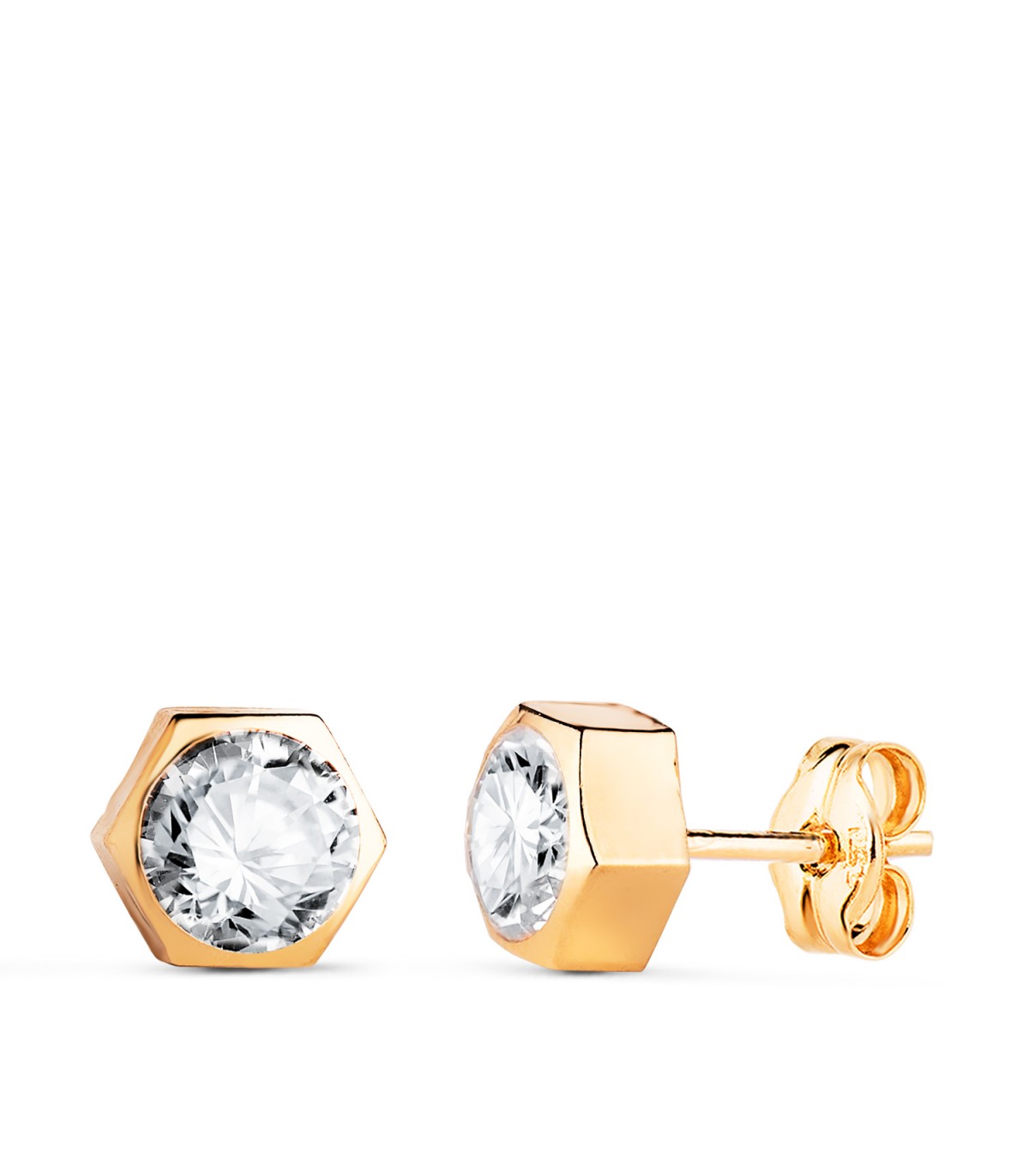 Orecchini esagono Lara oro giallo 18Kt 7 mm, orecchini per bambina