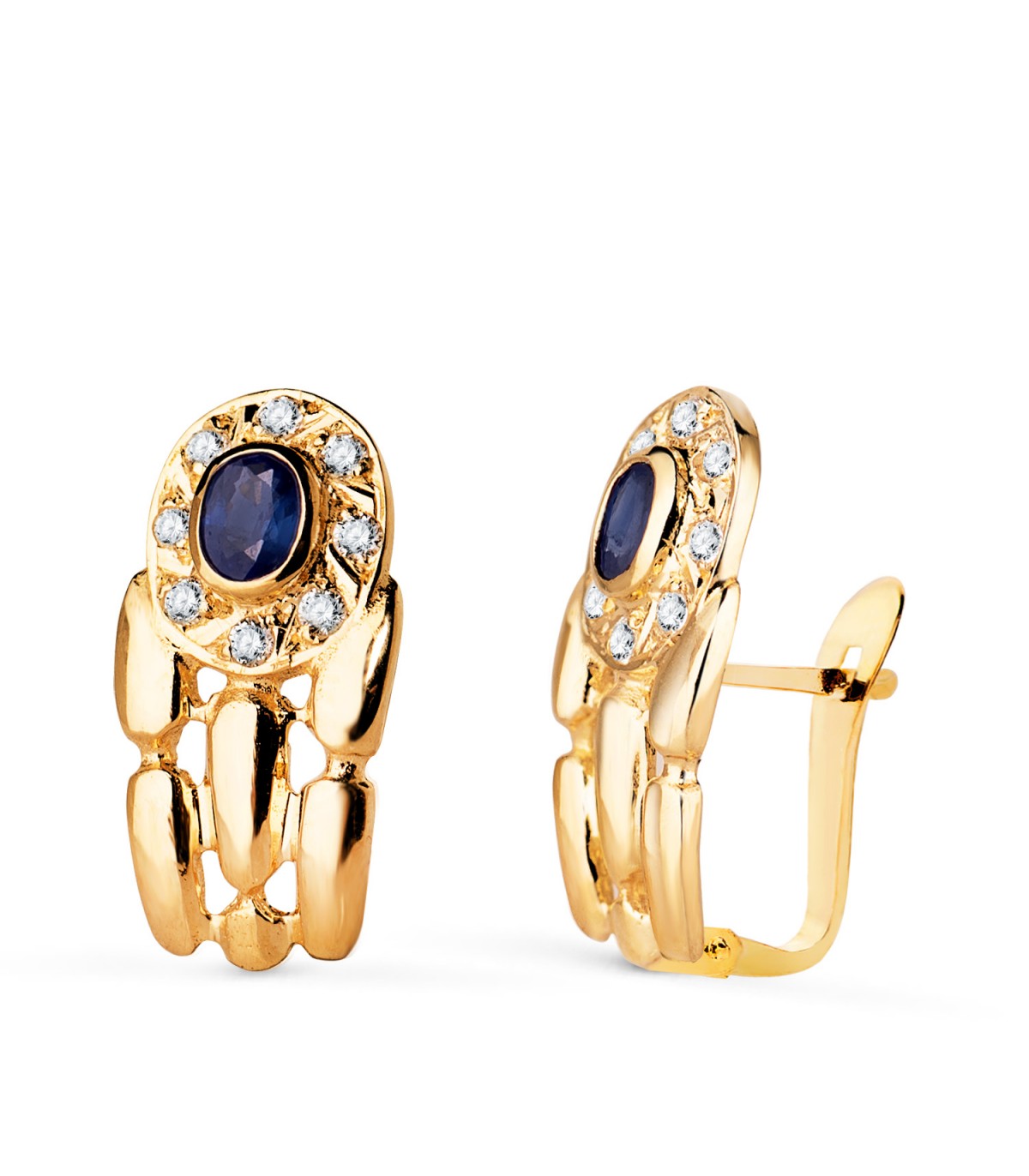 Orecchini a maglia oro giallo 18kt Zaffiro. Gioielli da donna.