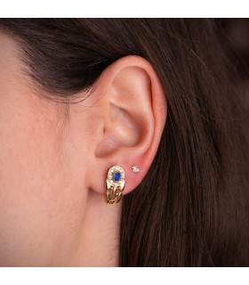 Pendientes de oro y Zafiro de estilo vintage. Joyas para mujer 18 kilates.
