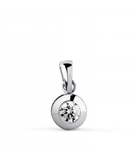 Ciondolo punto luce Mercedes 6,5 mm oro bianco 18 kt, collana con zircone taglio brillante