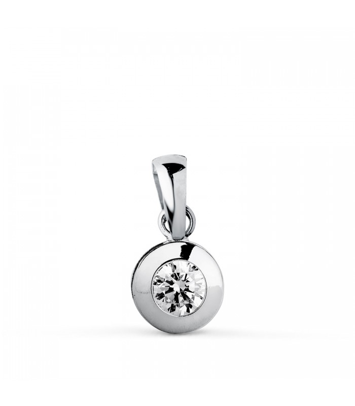 Ciondolo punto luce Mercedes 6,5 mm oro bianco 18 kt, collana con zircone taglio brillante