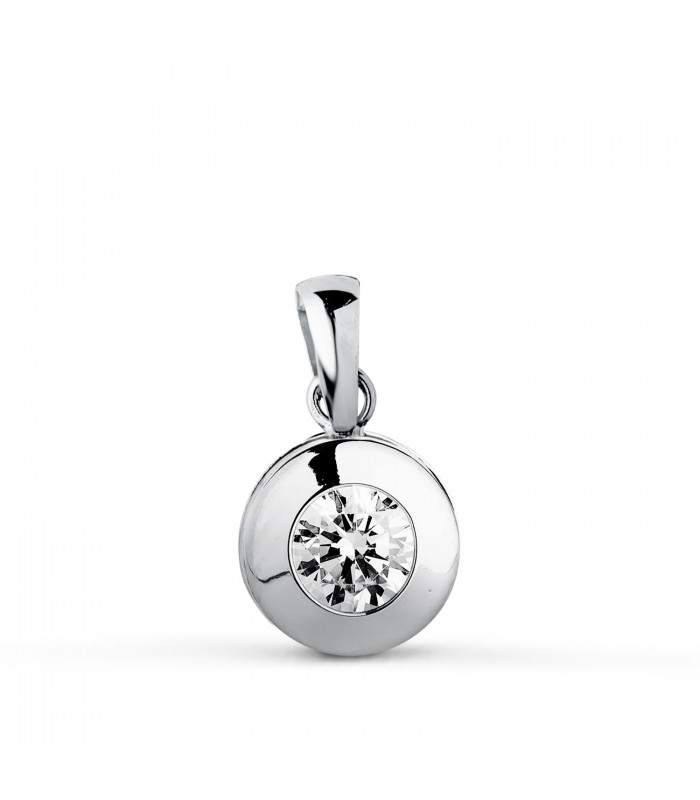 Pendentif Solitaire Mercedes 8,5 mm Or Blanc 18K bijoux femme