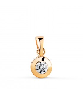 Pendentif Mercedes 6.5 mm Or 18K | Collier solitaire avec zircone pour femme