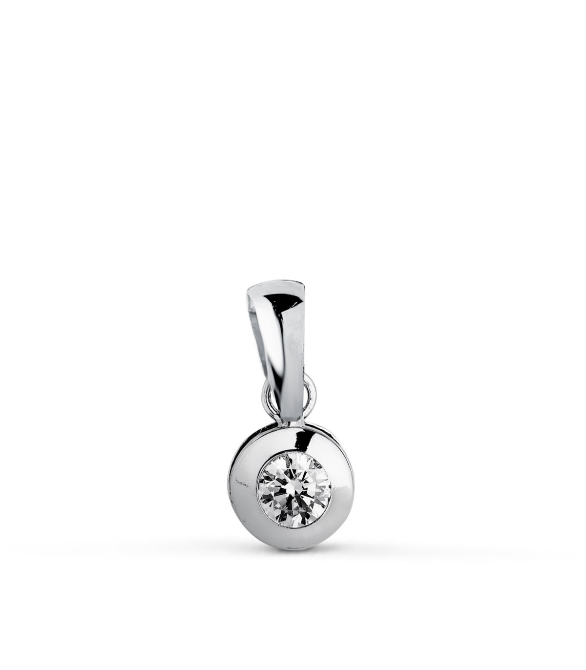 Colgante chatón Mercedes 6 mm Oro Blanco 18K joyas para mujer