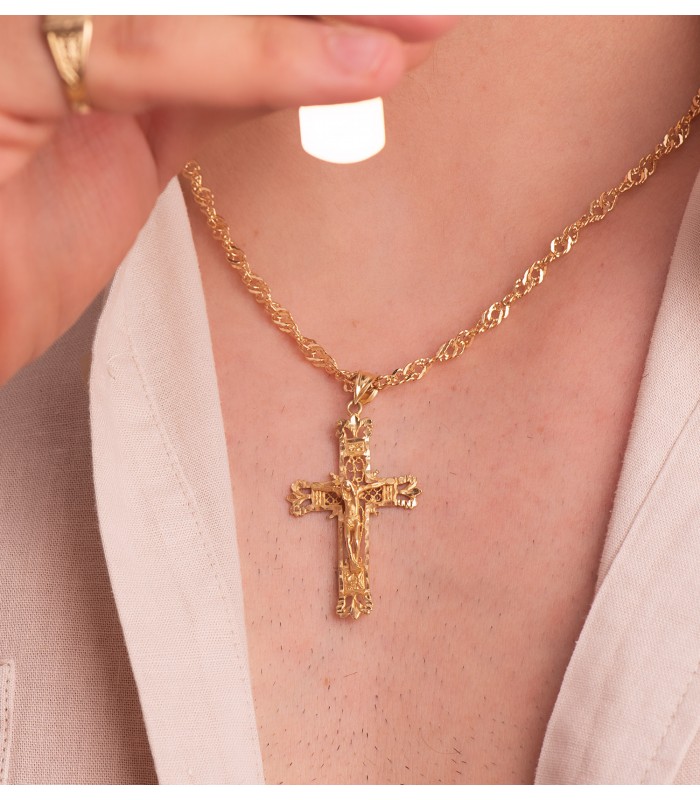 Croix Filigrane Or Jaune 18K 42 mm